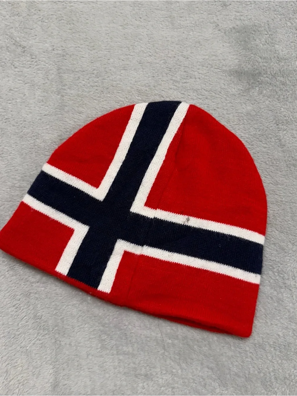 Vintage Norway Flag Big Print Acrylic Beanie Cap Adult OSFM 58cm Soccer Haaland